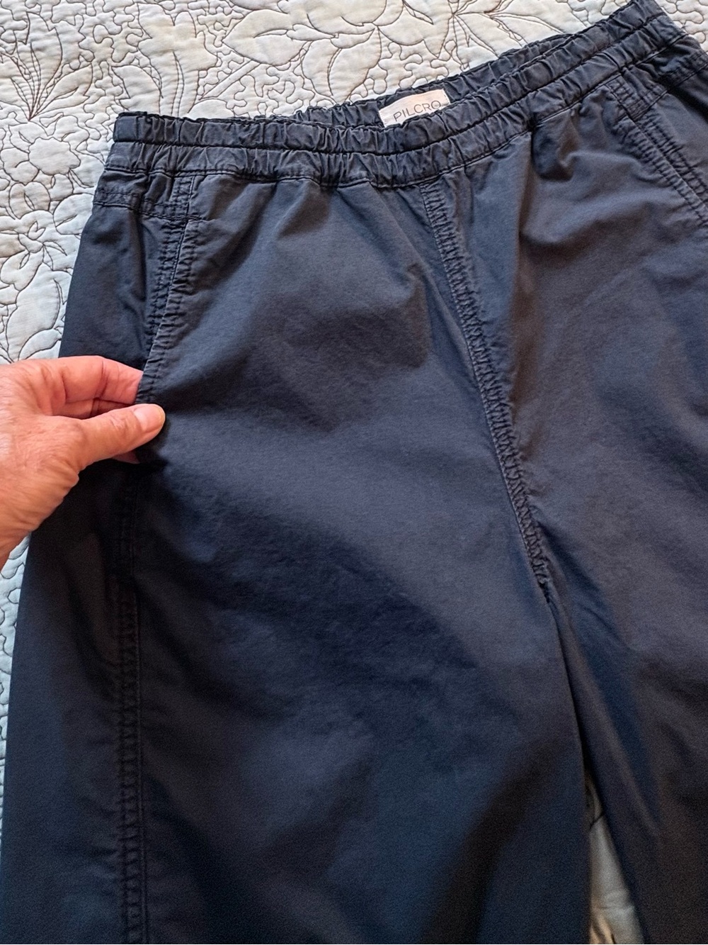 💥Pilcro by Anthropologie Pull-On Wide Leg Utility Pants Cotton Tencel Navy~S🧡 - Picture 6 of 12